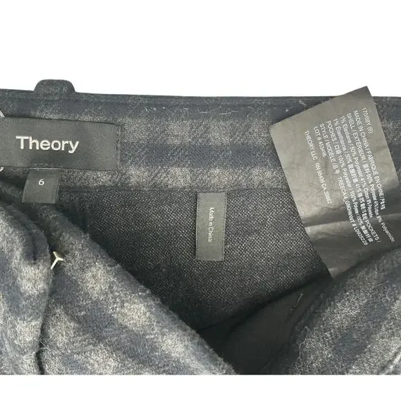 Theory Gingham Cropped Multicolor Treeca Pants Size 6 - Picture 4 of 4